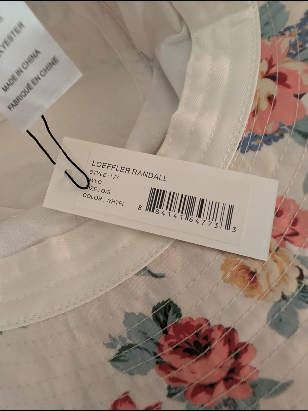 NWT Loeffler Randall Ivy Floral Bucket Hat White O/S